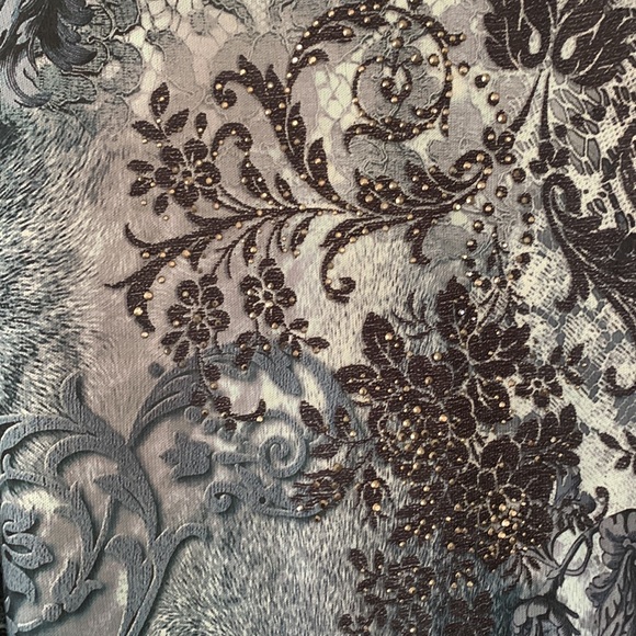 Northern Reflections dressy top, blue, black with tiny bling accents - Picture 8 of 11